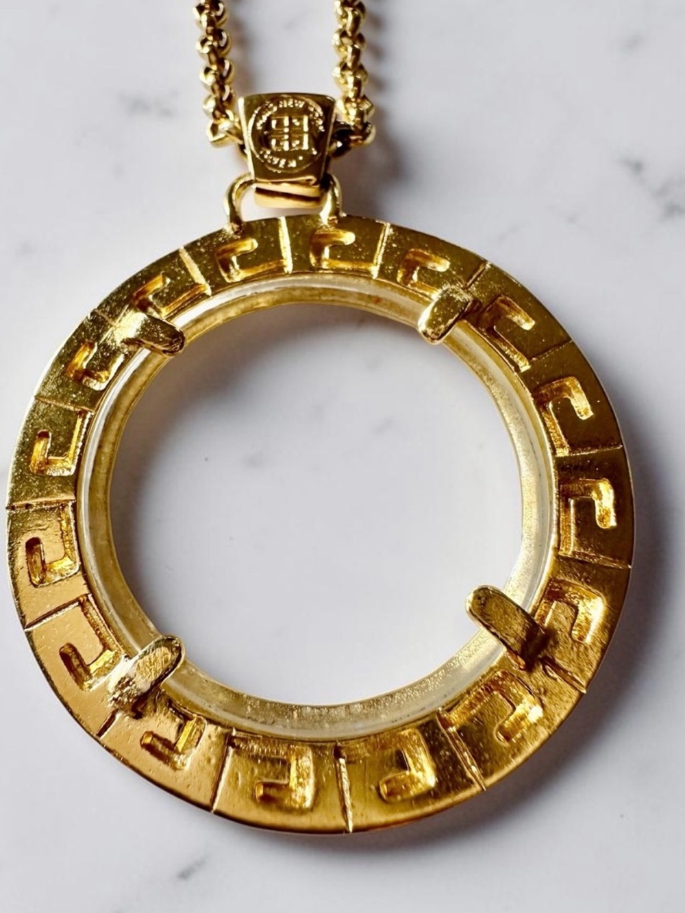 RARE Vintage Givenchy Magnifying Glass Pendant Necklace, RFP: $900 - Picture 6 of 7